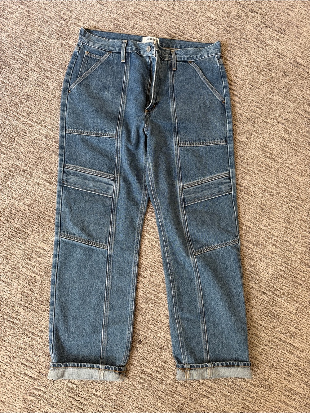 Agolde Women’s Dark Blue Cargo Denim Pants